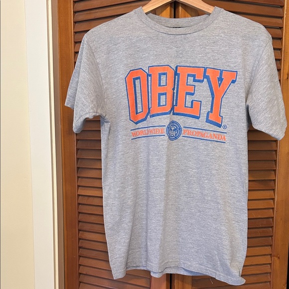 Obey Gray and Orange Short Sleeve Tee - Picture 4 of 9
